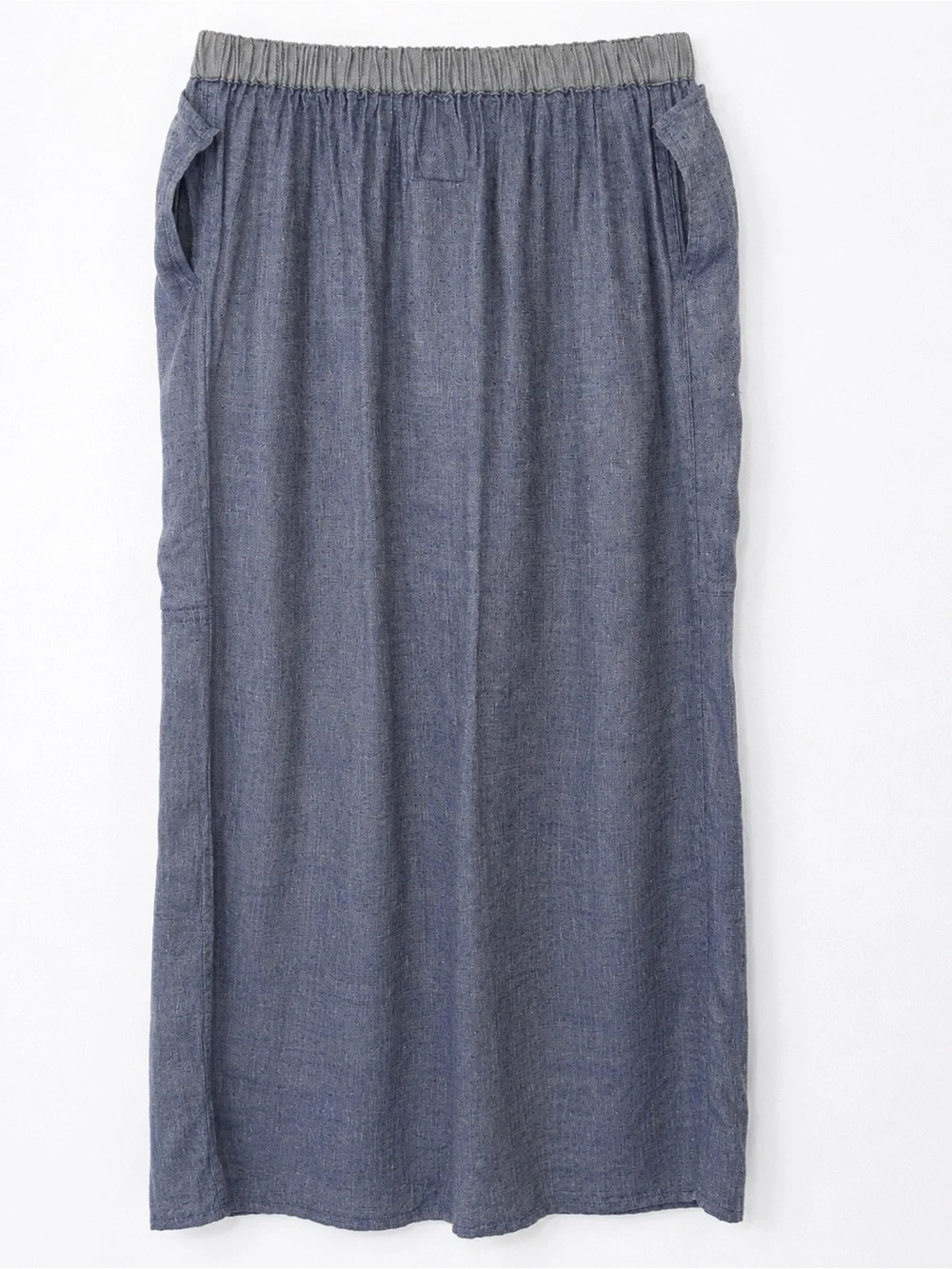 FLAX Jeanne Engelhart Blue Linen Midi Skirt Small Made in Lithuania